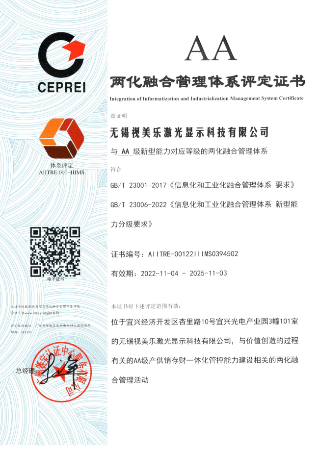 喜報 | AA級！SEEMILE榮獲兩化融合管理體系評定證書